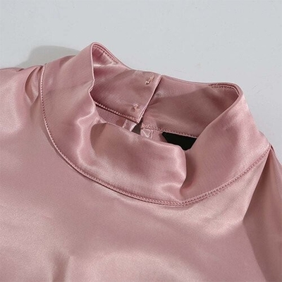 OEM Cross -border 2021 women's new satin temperament shirt European and American pleated long -sleeved shirt sweet top f