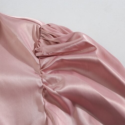 OEM Cross -border 2021 women's new satin temperament shirt European and American pleated long -sleeved shirt sweet top f
