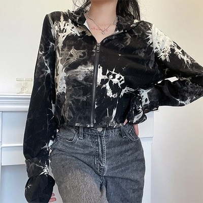 OEM European and American cross -border 2021 new street tide women women's long -sleeved hooded top top zipper cardigan