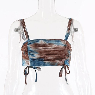 OEM maufactoryEuropean and American cross -border summer new one -word back -back top jacket tie dye camisole small vest