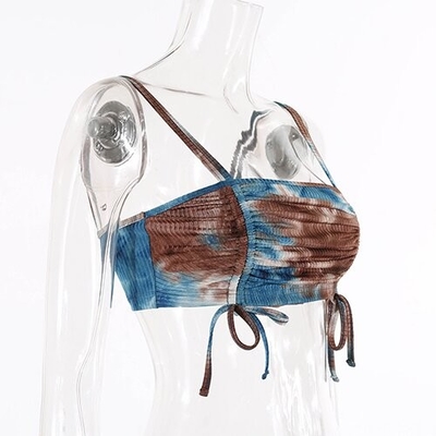 OEM maufactoryEuropean and American cross -border summer new one -word back -back top jacket tie dye camisole small vest