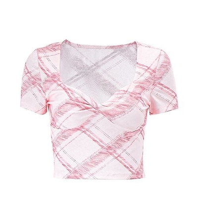 OEM manufactory Summer sexy wind vyders V -neck short -yield slimming versatile umbilical short -sleeved T -shirt women