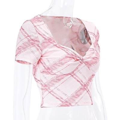 OEM manufactory Summer sexy wind vyders V -neck short -yield slimming versatile umbilical short -sleeved T -shirt women