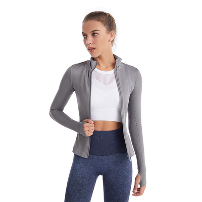 88% Nylon 12% Spandex Full Zip Athletic Jacket Women Long Sleeve Workout Jacket