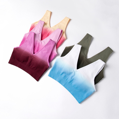 Padded Seamless Yoga Sports Bra Women Gradient Color Fitness Sport Bra