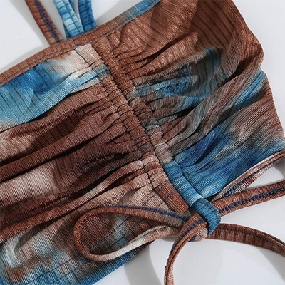 OEM maufactoryEuropean and American cross -border summer new one -word back -back top jacket tie dye camisole small vest