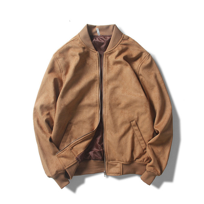 Men'S Fashion Varsity Jacket Causal Slim Fit Cotton Suede Leather  Zip Up  Bomber Jackets