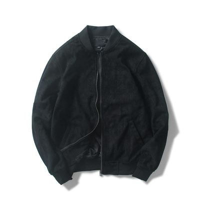 Men'S Fashion Varsity Jacket Causal Slim Fit Cotton Suede Leather  Zip Up  Bomber Jackets