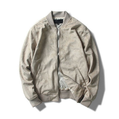 Men'S Fashion Varsity Jacket Causal Slim Fit Cotton Suede Leather  Zip Up  Bomber Jackets