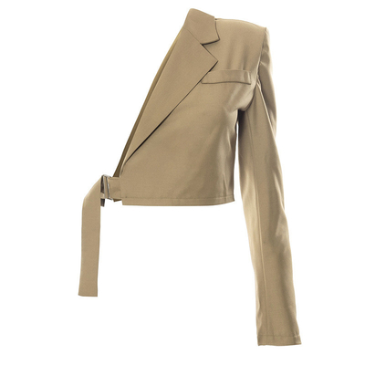 2021 Autumn and Winter New Style Fashion Solid Suit Jacket One-Shoulder Single Long-Sleeved  Women Fancy coats